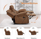 EBELLO Manual Recliner Sofa Set, Faux Leather Reclining Living Room Furniture Set, Included Recliner Chair and 3 Seat Manual Recline Sofa, Brown