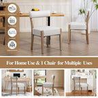 ZJhome Dining Chairs Set of 4, Mid-Century Modern Wooden Kitchen Chairs with Linen Upholstery - Low-Back Woven Design for Kitchen & Dining Room, Beige Fabric