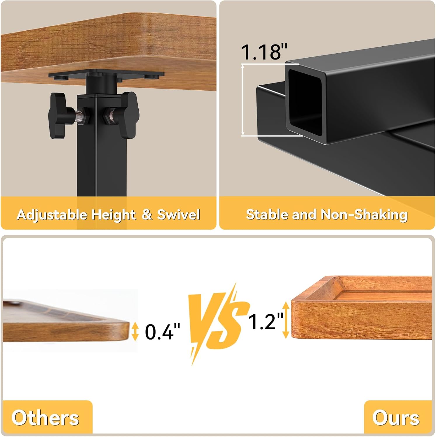 XNSDXV C Table End Table Adjustable Height, 360°Swivel TV Tray Table for Small Spaces, Couch Tables That Slide Under, C Shaped Side Tables Living Room and Bedroom for Sofa, Bed,Chair, Snack