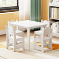 JOYMOR Kids Table and 4 Chairs, Toddler Table and Chair Set for Ages 1-3, Wooden Activity Table with Chairs, Perfect for Arts, Crafts and Nursery Use (White)