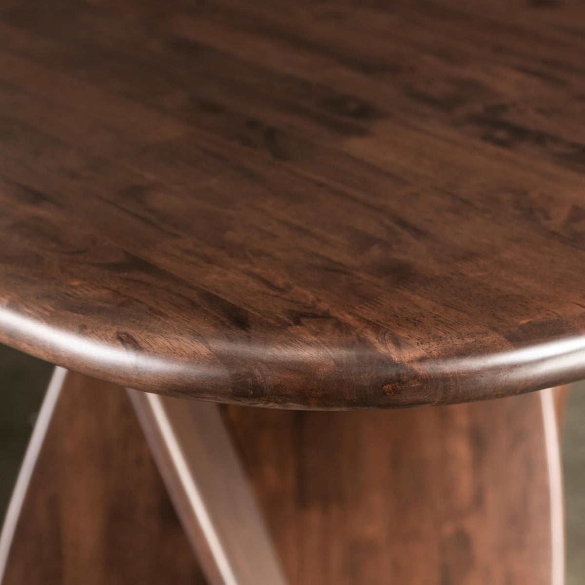 Furniture of America Nazaen XI Mid-Century Modern Solid Wood 82.6-inch Live Edge Oval Dining Table with Sculptural Double Pedestal Base for Home Kitchen, Dinette, Rich Walnut