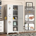 71" Metal Kitchen Pantry Cabinet with Dual Opening Design, Tall Storage Cabinet with Large Capacity, Freestanding Cupboard,Ideal for Small Space Organization, White