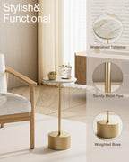 Drink Table Pedestal, Round Side Table, Drink Tables for Small Spaces, Pedestal End Table, Small Pedestal Table (Gold)