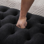 65.75" Modern Upholstered Ottoman with Storage, End of Bed Storage Bench with Rolled Armrest and Wood Legs, Comfy Napped Fabric Ottoman Bench for Living Room, Entryway, Dormitory, Bedroom (Black+A)