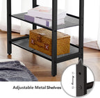 HOOBRO End Table, 3-Tier Narrow Side Table, Nightstand with 2 Flat or Slant Adjustable Shelves for Small Spaces, Hallway, Living Room, Bedroom, Sturdy, Easy Assembly, Rustic Brown and Black BF23BZ01G1