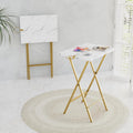 VECELO Folding TV Tray for Eating Set of 2, Portable Dinner/Snack Table with Cup Holder for Couch, Living Room and Small Space, Gold