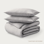 Bare Home 100% Organic Cotton Sateen Duvet Cover Set - 400 Thread Count - Smooth Sateen Weave - Warm & Luxurious - Duvet Cover (King/Cal King, Light Grey)