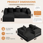 79" Modular Sectional Sofa, Convertible Sleeper Sofa Bed, Modern Tri-Folding Cloud Couch with L-Shape Chaise, Corduroy Futon for Living Room Small Spaces Apartment, No Assembly