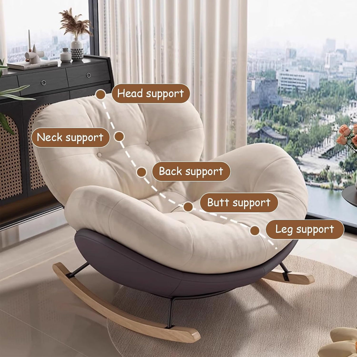 Cozy Accent Rocking Chair, Recliner Glider, Corner Reading Chair, High Backrest Padded Seat for Living Room, Bedroom, Offices