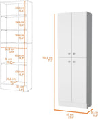 Pantry Cabinet with 4 Doors and 5 Hidden Shelves