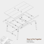 GarveeHome Industrial Dining Table for 4-6 People, 63" Long Large Kitchen Table with Sturdy Metal Frame, Rectangular Counter for Dinner, Kitchen, Dining Room (Natural, 63" Non-extendable)
