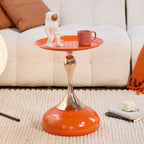 Sleek Hourglass Side Table - Stylish Modern Design Perfect for Living Rooms, Cafes, Dining Areas, Bedrooms, and Outdoors - Chic Decorative Accent (1, Hermes Orange)