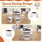 HONEY JOY White Kids Table and Chair Set, Children Activity Play Table with 4 Storage Stools for Art Craft, Nesting Design Toddler Table and Chair Set for Playroom, Daycare, Gift for Boys Girls