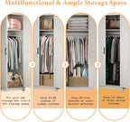 AMERLIFE 71" Farmhouse Wardrobe Closet with Hanging Rod & Barn Doors | Large Armoire Storage Cabinet, Storage Shelf, Versatile Clothing Organizer, Anti-Tip Kit, for Bedroom, White