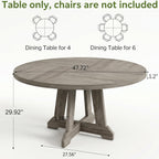 Garvee 47 Inch Round Dining Table for 4-6, Wood Kitchen Table with Cross Base and Adjustable Foot Pads, Dining Room Table with Circle Tabletop for Dining Room, Kitchen, Living Room, Brown