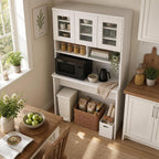 Garvee 71.5" Kitchen Cabinet with Trash Can Storage, Kitchen Trash Can Cabinet with Microwave Stand, 35.4" Wide Kitchen Pantry with Garbage Storage for Dining Room