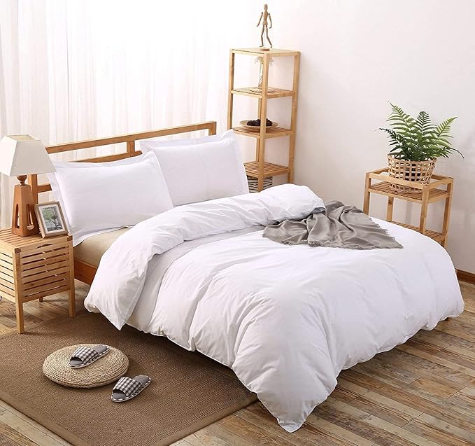 1000 Thread Count Oversized King Duvet Cover Set 100% Egyptian Cotton True Luxury Hotel Quality 1 Duvet Cover with 4 Pillow Sham - 5 Pieces Comforter Cover with Zipper Closure (White)