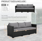 Rattan Star Patio Furniture Outdoor Couch Wicker Outdoor Furniture Patio Couch Deep Seat Sofa High Backrest with Waterproof Cover and Non-Slip Cushions, Grey