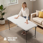 4 Foot Folding Table with Black Table Cloth- 3-Position Adjustable Height, Heavy Duty 400 lbs Capacity - Portable Folding Tables for Camping, Party, Indoor & Outdoor Use, 1 Pack