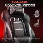 GTPLAYER Gaming Chair for Adults, Big and Tall 350LBS Heavy Duty Office Chair, Ergonomic High Back Lumbar Support and Recliner for Back Pain Relief, Sky Gray
