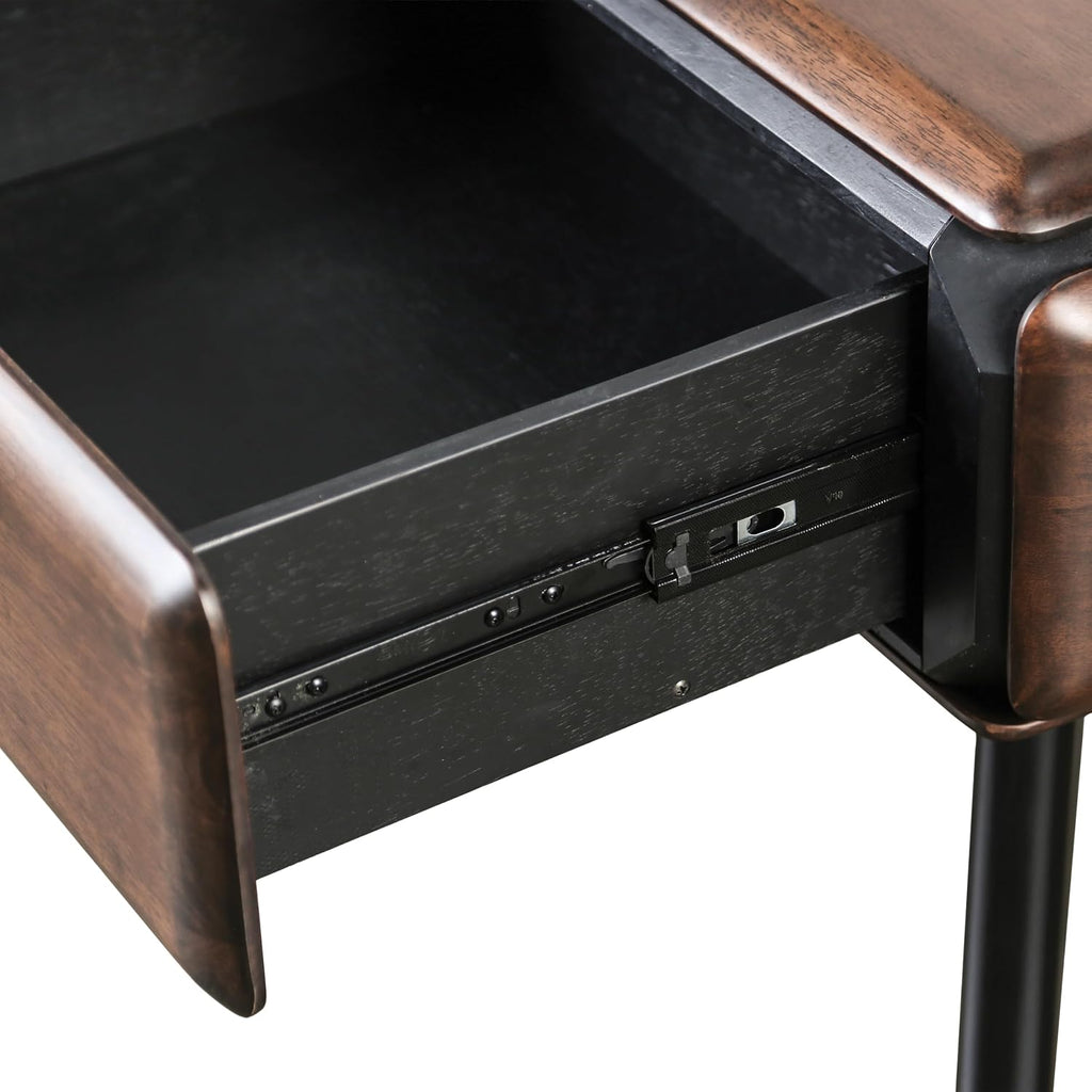 Furniture of America Nazaen Modern 2-Piece Coffee Table Set, Rich Walnut | Solid Wood 48-inch Coffee Table and 25-inch End Table with Drawers and Splayed Legs for Living Room, Home Office