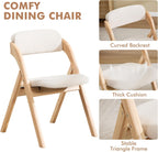Folding Chairs with Cushion Set of 4,Linen Padded Foldable Dining Chairs, Raw Wooden Folding Dining Chairs, for Dining Rooms, Wedding Parties, Offices Indoor Outdoor Beige