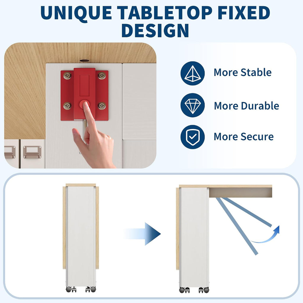 IDEALHOUSE Folding Dining Table, Folding Kitchen Table with Drawers and Storage, Apartments, Small Spaces, White