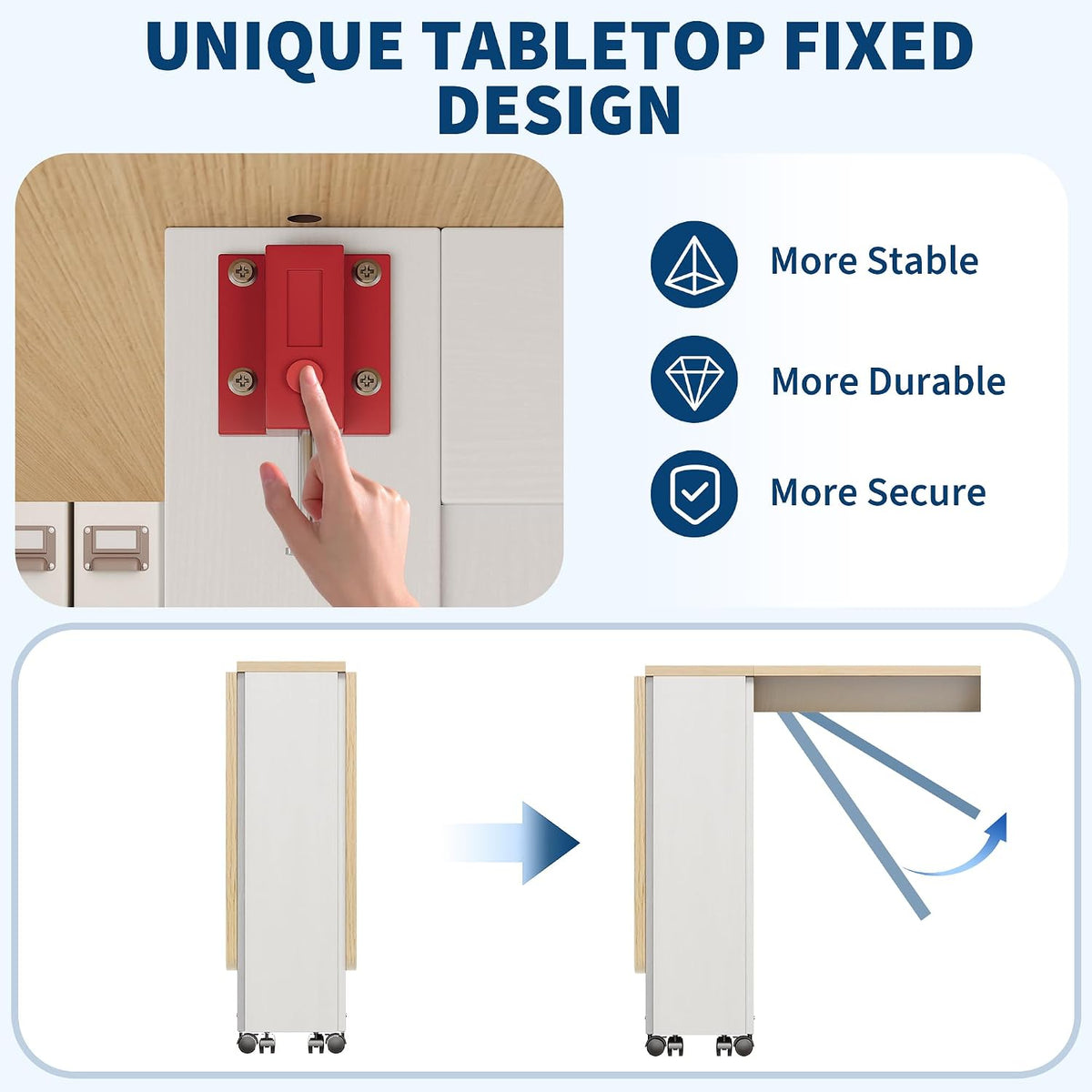 IDEALHOUSE Folding Dining Table, Folding Kitchen Table with Drawers and Storage, Apartments, Small Spaces, White