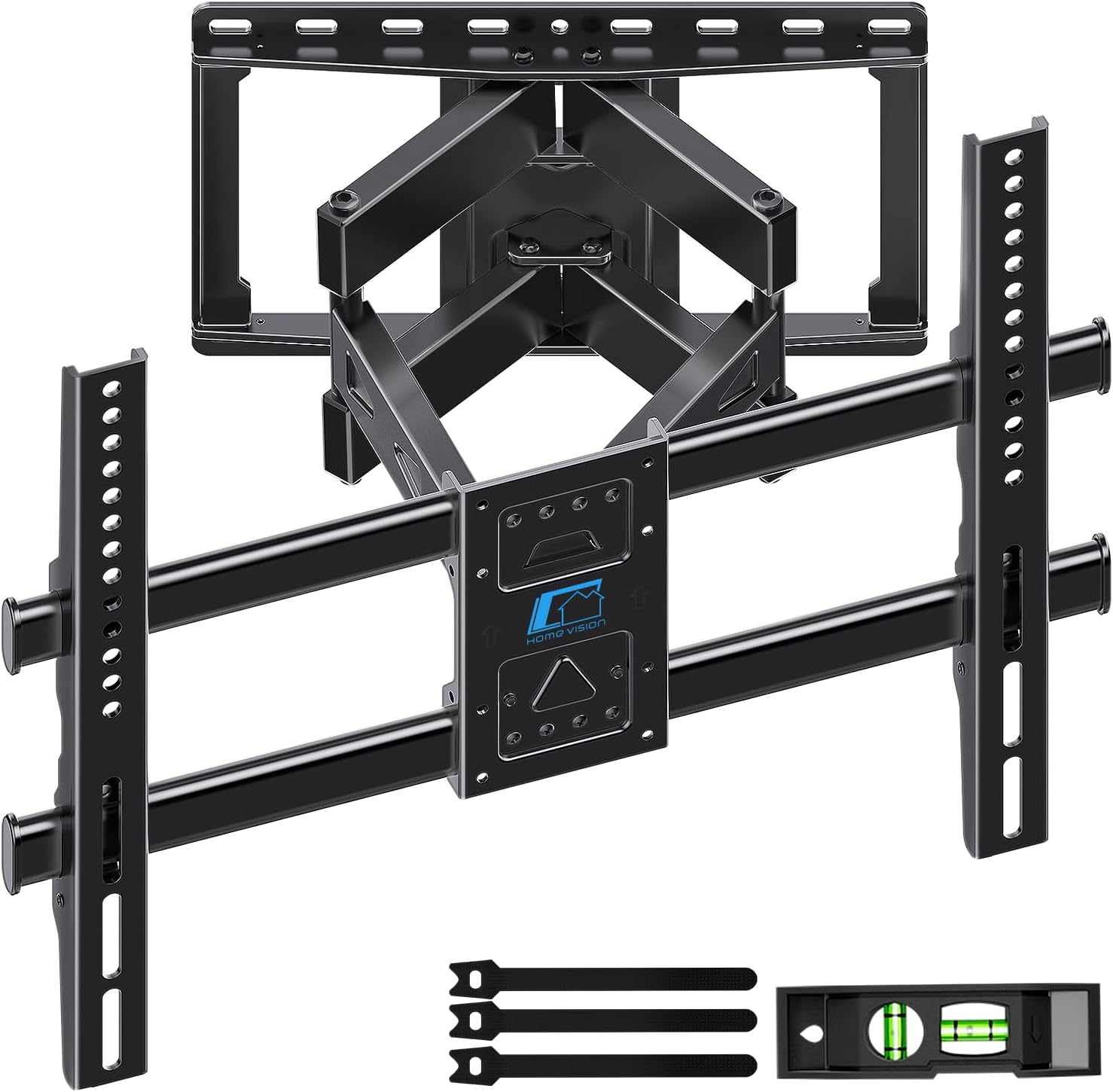 HOME VISION Full Motion TV Wall Mount for 32-85 inch TVs up to 132lbs | Max VESA 600x400mm, Fits 8”/ 12” /16” Wood Studs, TV Mount Wall Bracket with Dual Articulating Arms, Swivel, Tilt