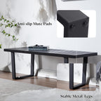 Wooden Dining Bench 55”Industrial Entryway Bench, Modern End of Bed Bench for Bedroom/Hallway, Black Solid Wood Bench with W/Metal Legs for Dining Room/Living Room, Kitchen