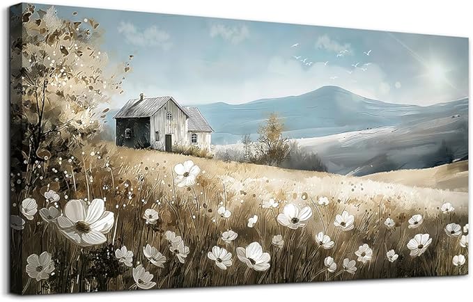 Wapluam Large Canvas Wall Decor For Living Room Wall Art For Bedroom Office Decorations Field Scenery Watercolour Wall Paintings Stretched And Framed Wall Pictures Artwork Home Decor Ready To Hang