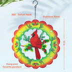 Cardinal Wind Spinners Cardinal Gifts for Women/Men 12 inch 3D Stainless Steel Hanging Wind Spinner Metal Wind Catchers Kinetic Sculpture for Indoor/Outdoor Decor, Yard Art, Garden Decorations