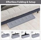 Giantex 43 Inches Folding Storage Ottoman Bench, Upholstered PU Leather Storage Chest with Side Pocket, Padded Seat, End of Bed Bench, Collapsible Ottoman Foot Rest for Living Room, Bedroom & Entryway