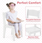 GLACER Kids Vanity, 2-in-1 Wooden Makeup Desk with LED Lighted Mirror, Drawer & Cabinet, Storage Shelves, Princess Dressing Table, Kids Vanity Table and Chair Set for Little Girls Ages 3+ (White)