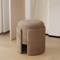 Modern Round Ottoman with Soft Padded Seat, Multifunctional Vanity Chairs for Makeup, Upholstered Footrest Stool Ottoman Foot Stool for Living Room Bedroom (A,C)
