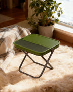 Portable Ultralight Travel Stool - Foldable Camping Chair with Storage Pocket, Handbag Style, Carbon Steel Frame, Supports Up to 180 LBS (OD Green)
