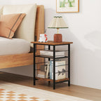 Giantex 3-Tier Side Table with Adjustable Mesh Shelf, Industrial Nightstand, Small End Table Stand for Living Room, Bedroom, Office, 12" D x 15" W x 20" H