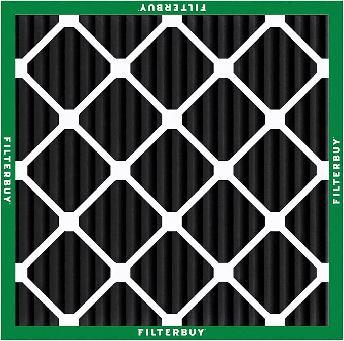 Filterbuy 20x20x1 Air Filter MERV 10 Odor & Allergy Defense with Activated Carbon (4-Pack), Electrostatic Pleated HVAC AC Furnace Filters Replacement, Made in USA (Actual Size: 19.50 x 19.50 x 0.75)
