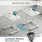 BeGyoku TV Dinner Tray Table,TV Trays for Eating on Couch,Height Adjustable TV Tray Table with Wheels,C Shaped End Table with Slot,Standing Rolling Laptop Desk&Wooden Snack Tray for Bed&Sofa&Recliner