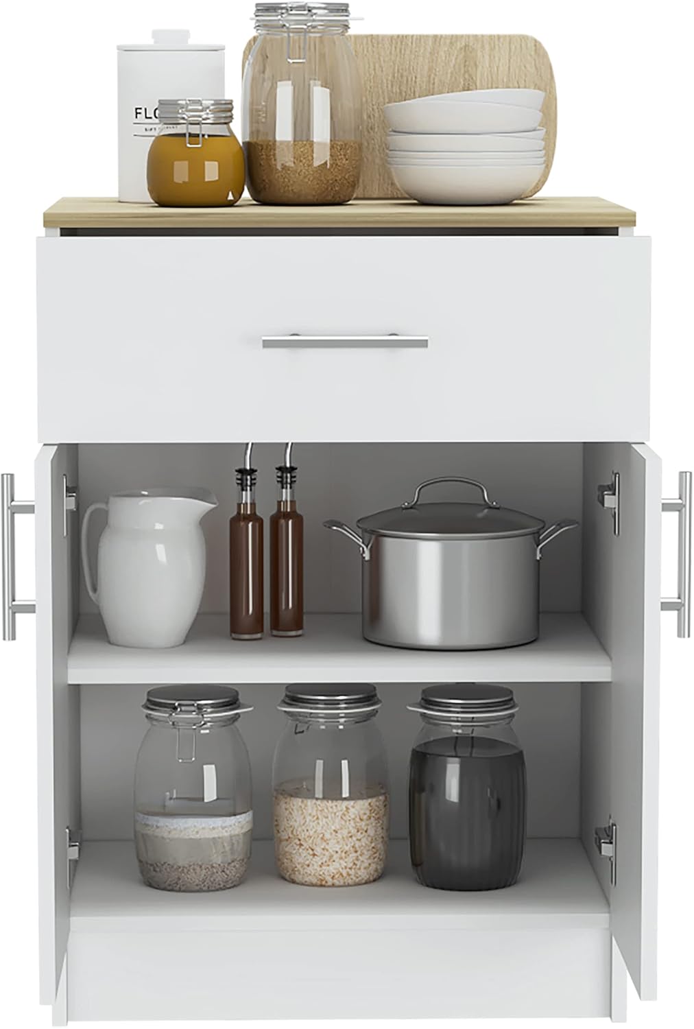 Pantry Cabinet,One Drawer,One Double Door Cabinet with Two Shelves,for Kitchen,Dining Room