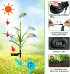 Veesee Solar Garden Lights - Outdoor Stake Lights with Calla Lily Design, Decorative for Lawn, Yard, Patio & Landscape (White, 2Pack)