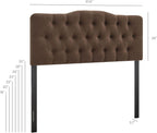 Modway Annabel Premium Linen Blend Queen Headboard in Cocoa - Soft Fabric Headboard Only with Diamond Button Tufting and 7 Height-Adjustable Positions