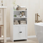Homhedy Small Bathroom Storage Cabinet, Toilet Paper Storage Cabinet | Bathroom Floor Cabinet with Doors and Shelves, Bathroom Organizers for Small Spaces, 7.9" D x 14.6" W x 31" H, White