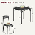 3-Piece Dining Table Set for 2, Kitchen Table Set with 2 Upholstered Chairs, Square Dining Table Set for Apartment, Studio, Small Space, Black