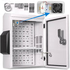 Outdoor Electrical Box with Thermostat and Fan, Cold-Rolled Steel Plate, Aluminum Alloy Back Beam, One-Piece Ventilation Design, IP65 Waterproof, Wall/Pole Mounted. (17.7" x 13.8" x 8")