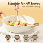 SENSARTE Ceramic Cookware Sets, Pots and Pans Set Non stick, 14-Piece Induction Cookware, Non toxic Healthy Non Stick Kitchen Cooking Set, with Frying Pans Set, PFAS PTFE PFOA PFOS Free
