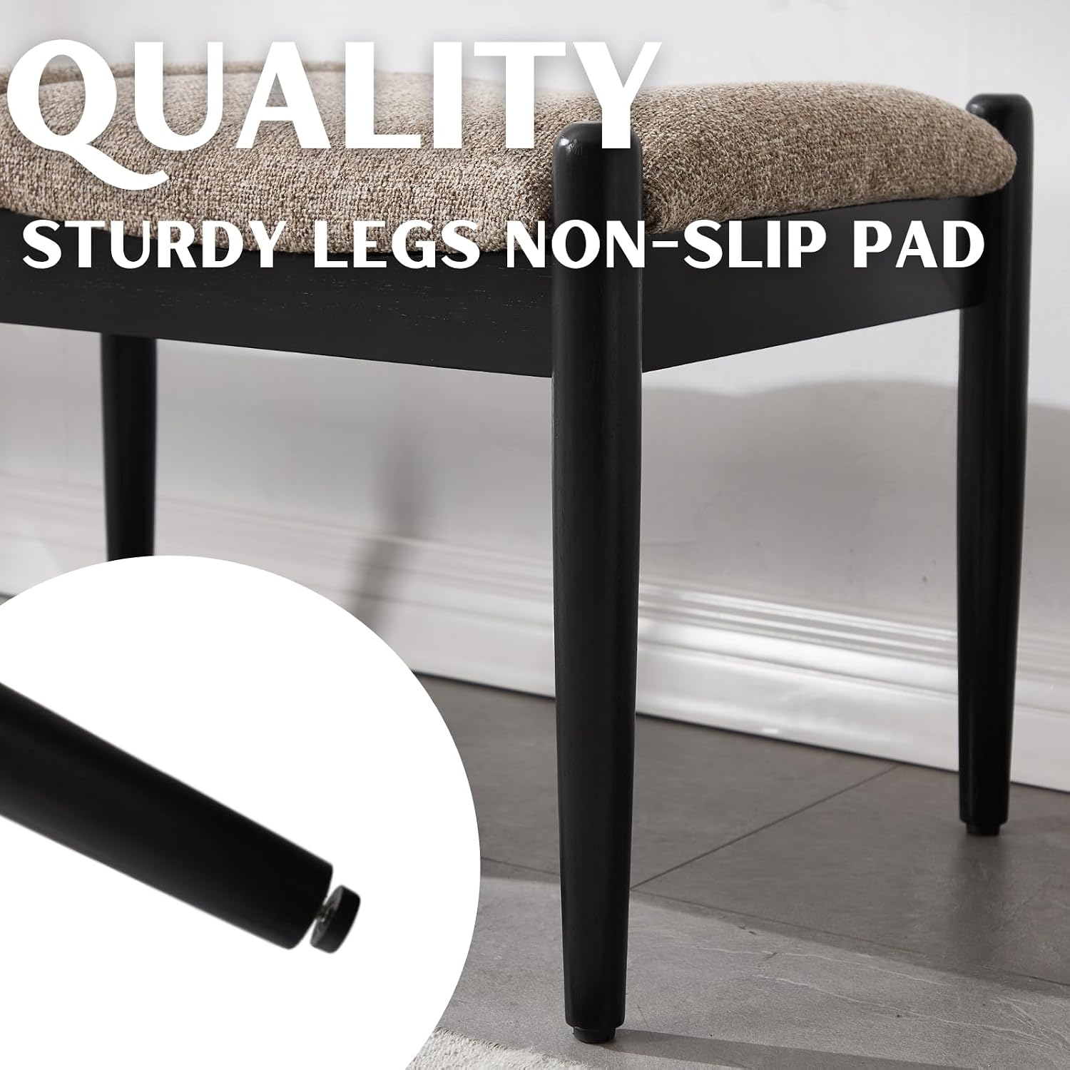 RIVOVA 54.25" Modern Ottoman Bench Upholstered Linen Bedroom End of Bed Bench Boho Bench Long Seating Bench Entryway Stool with Wood Legs for Living Room/Foyer, Khaki