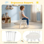 GLACER Kids Table and Chairs, 3-Piece Wooden Activity Table and Chair Set with Pine Legs & Windsor Back for Play, Reading & Learning, Playroom Nursery Furniture for Boys and Girls Ages 3+ (White)