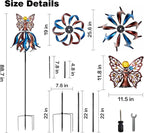 Kircust Solar Wind Spinner, Extra-Large Tulip Garden Windmill Spinners with LED Lighting Solar Powered Glass Ball, Kinetic Metal Sculpture for Outdoor Yard Lawn Patio Decorations