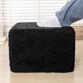 Fluffy Square Ottoman Pouf with All-in-One Foam Filling 20 x 14 Inches Furry Ottoman Foot Rest Foot Stool for Living Room or Bedroom (Black)